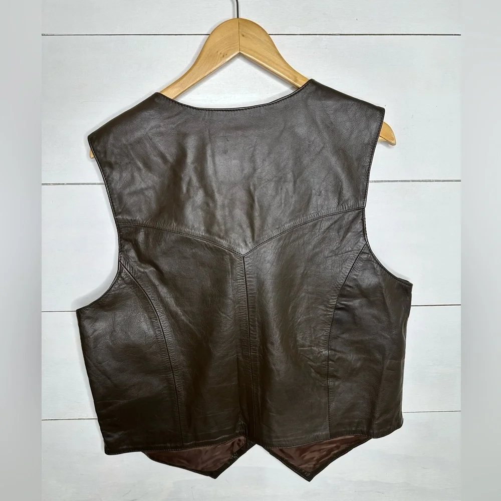 Scully Vintage Brown 100% Leather Vest Western Cowboy Country Men's - Size Large - Picture 5 of 7